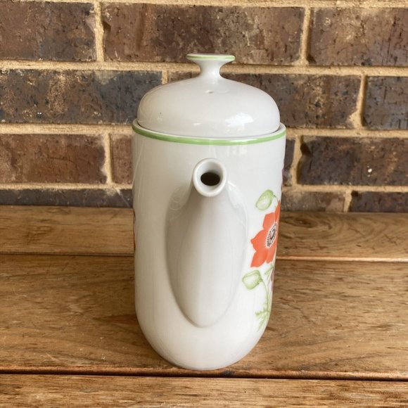 VTG Norleans Japan Poppies Chocolate Pot Teapot Spring Floral - Picture 4 of 11